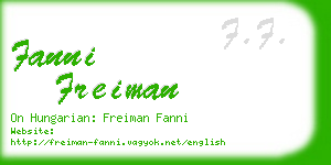 fanni freiman business card